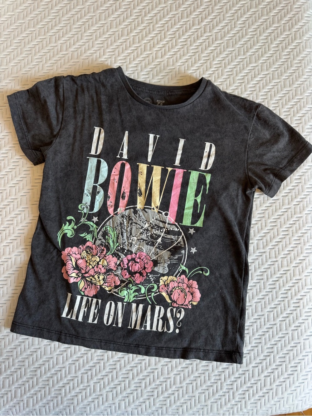 Kids David Bowie distressed Black Graphic Tee